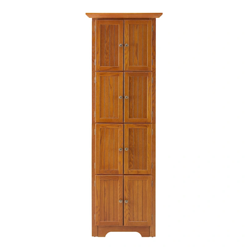 Armoire de rangement d'angle à 4 niveaux (72 pouces) avec 8 portes, étagères réglables et bibliothèque.
