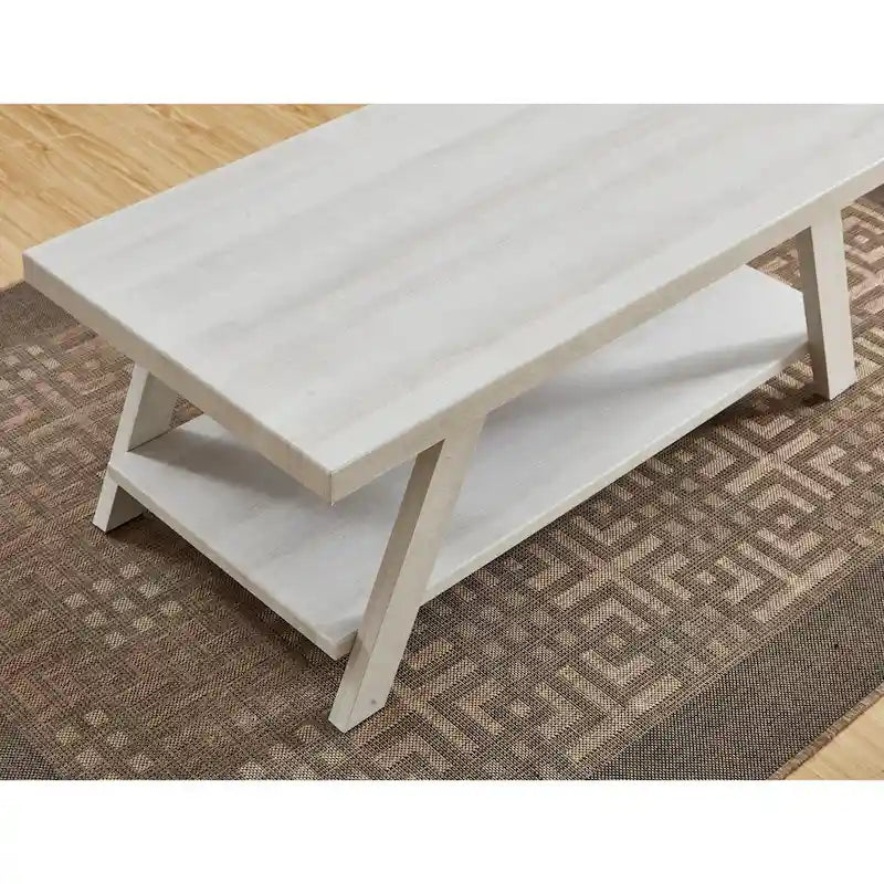 Table basse contemporaine en bois avec étagère, finition blanche, pour le salon