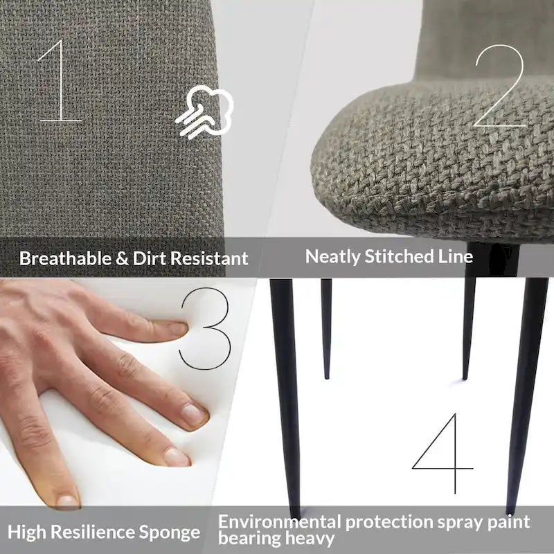 Ensemble de 4 chaises de salle à manger modernes avec pieds en métal noir