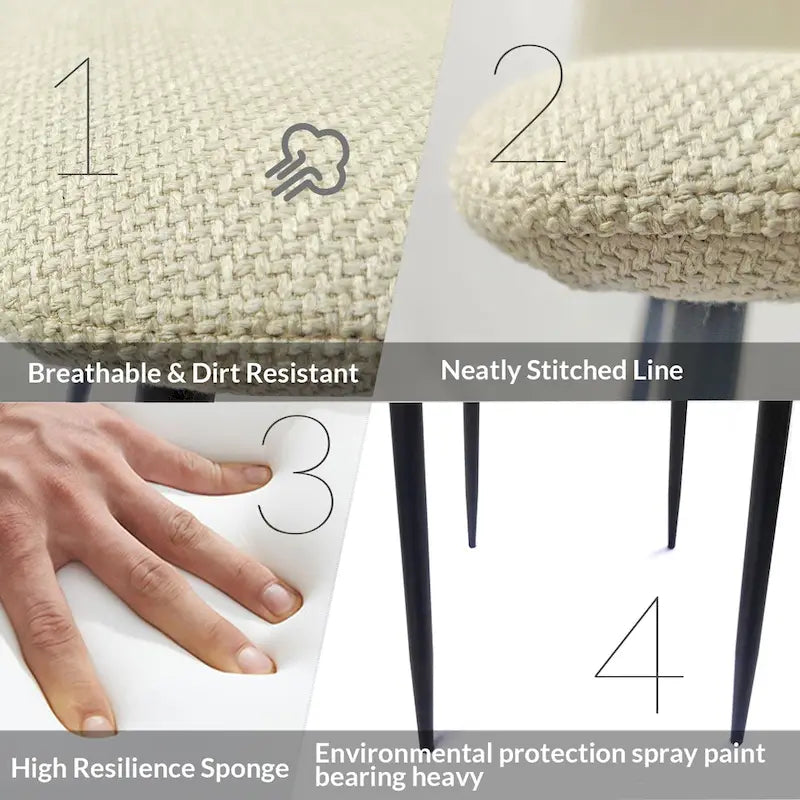 Ensemble de 4 chaises de salle à manger modernes avec pieds en métal noir