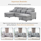 Canapé d'angle convertible surdimensionné en chenille de 110 pouces en forme de U avec lit gigogne, double méridienne de rangement et 2 ports USB