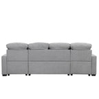 Canapé d'angle convertible surdimensionné en chenille de 110 pouces en forme de U avec lit gigogne, double méridienne de rangement et 2 ports USB