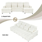 Canapé d'angle convertible surdimensionné en chenille de 110 pouces en forme de U avec lit gigogne, double méridienne de rangement et 2 ports USB