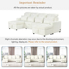 Canapé d'angle convertible surdimensionné en chenille de 110 pouces en forme de U avec lit gigogne, double méridienne de rangement et 2 ports USB