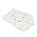 Canapé d'angle convertible surdimensionné en chenille de 110 pouces en forme de U avec lit gigogne, double méridienne de rangement et 2 ports USB