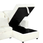 Canapé d'angle convertible surdimensionné en chenille de 110 pouces en forme de U avec lit gigogne, double méridienne de rangement et 2 ports USB