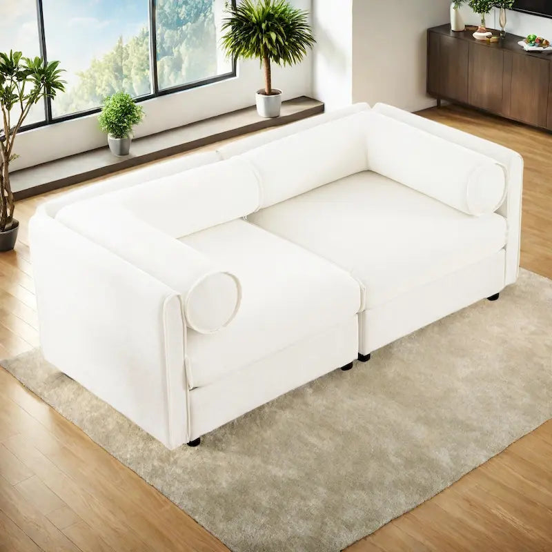 Canapé d'angle modulable 2 places en chenille de 75,5 cm avec assise de rangement, à monter soi-même