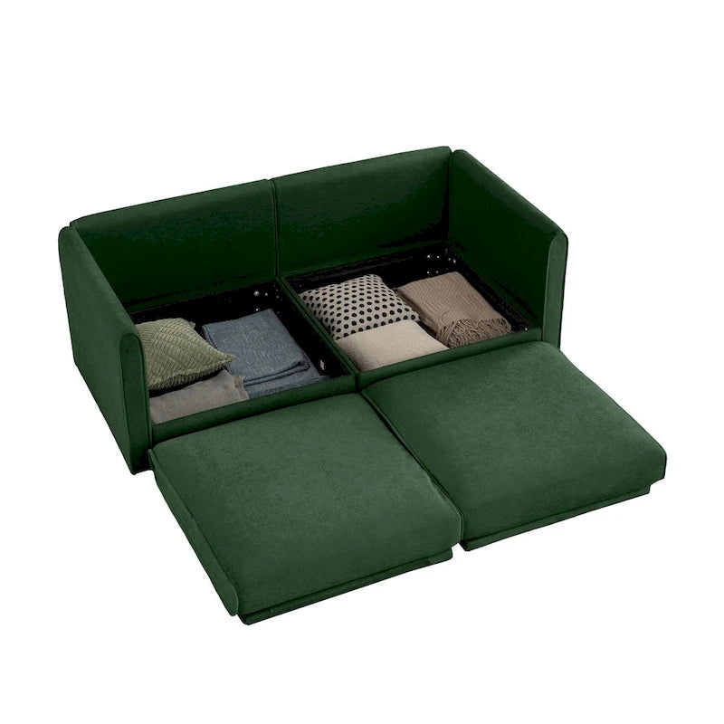 Canapé d'angle modulable 2 places en chenille de 75,5 cm avec assise de rangement, à monter soi-même