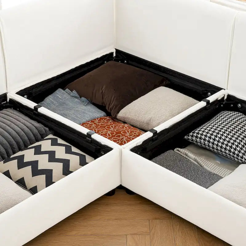 Canapé d'angle modulable 2 places en chenille de 75,5 cm avec assise de rangement, à monter soi-même