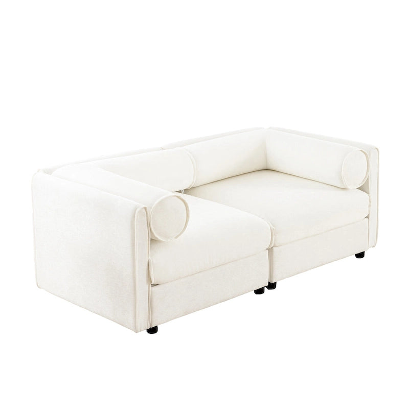 Canapé d'angle modulable 2 places en chenille de 75,5 cm avec assise de rangement, à monter soi-même