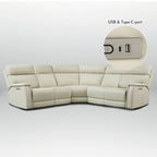 Canapé d'angle inclinable électrique en cuir véritable avec appui-tête et soutien lombaire réglables électriquement, position zéro gravité, 2 fauteuils fixes sans accoudoirs