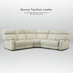 Canapé d'angle inclinable électrique en cuir véritable avec appui-tête et soutien lombaire réglables électriquement, position zéro gravité, 2 fauteuils fixes sans accoudoirs