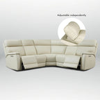 Canapé d'angle inclinable électrique en cuir véritable avec appui-tête et soutien lombaire réglables électriquement, position zéro gravité, 2 fauteuils fixes sans accoudoirs