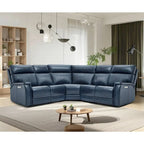 Canapé d'angle inclinable électrique en cuir véritable avec appui-tête et soutien lombaire réglables électriquement, position zéro gravité, 2 fauteuils fixes sans accoudoirs