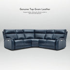 Canapé d'angle inclinable électrique en cuir véritable avec appui-tête et soutien lombaire réglables électriquement, position zéro gravité, 2 fauteuils fixes sans accoudoirs