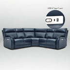 Canapé d'angle inclinable électrique en cuir véritable avec appui-tête et soutien lombaire réglables électriquement, position zéro gravité, 2 fauteuils fixes sans accoudoirs