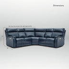 Canapé d'angle inclinable électrique en cuir véritable avec appui-tête et soutien lombaire réglables électriquement, position zéro gravité, 2 fauteuils fixes sans accoudoirs