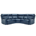 Canapé d'angle inclinable électrique en cuir véritable avec appui-tête et soutien lombaire réglables électriquement, position zéro gravité, 2 fauteuils fixes sans accoudoirs