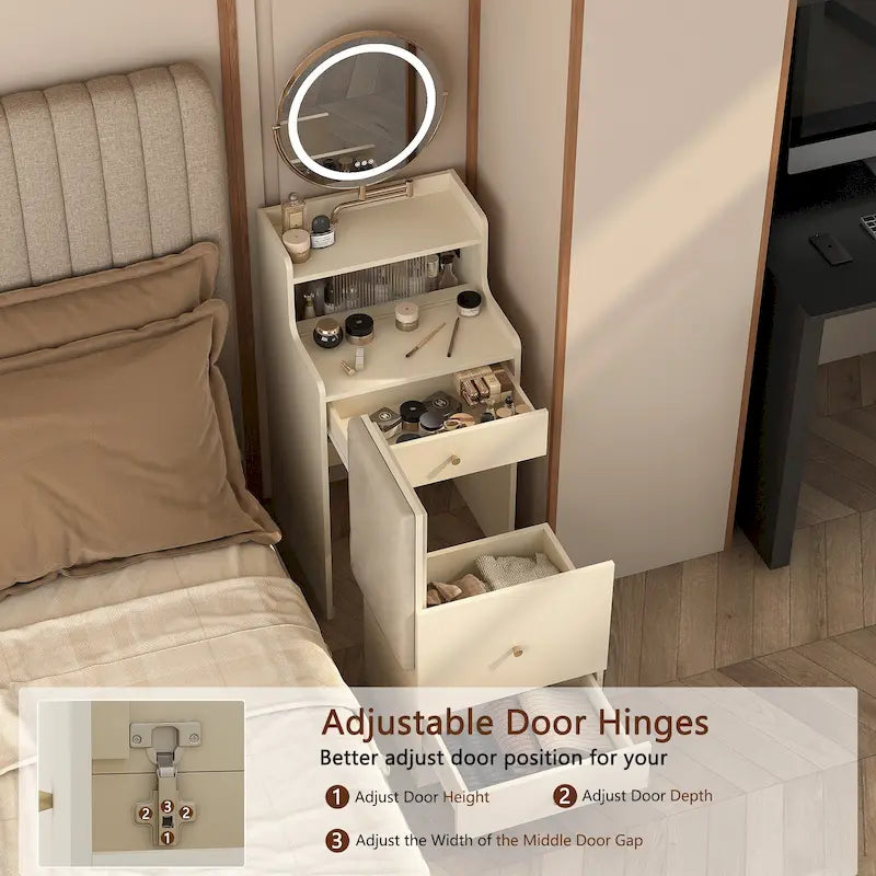 Coiffeuse 3 en 1 avec miroir et éclairage