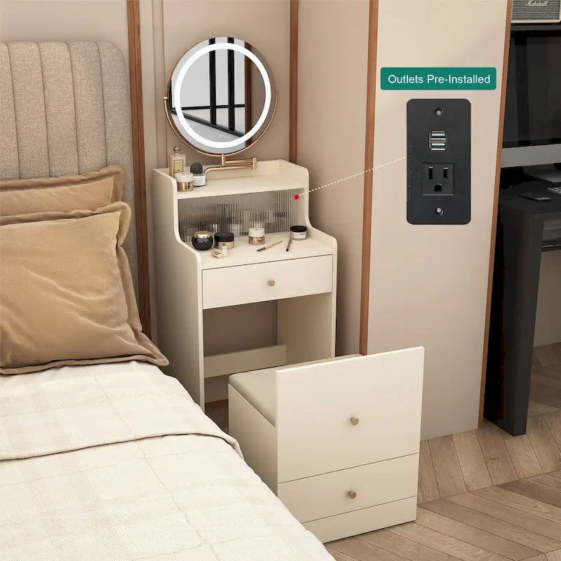 Coiffeuse 3 en 1 avec miroir et éclairage