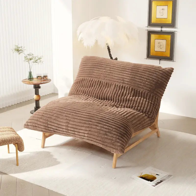 Pouf d'appoint grand format, pouf moelleux avec structure en bois massif, fauteuil lounge confortable garni de duvet