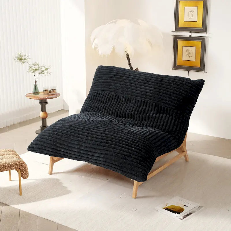 Pouf d'appoint grand format, pouf moelleux avec structure en bois massif, fauteuil lounge confortable garni de duvet