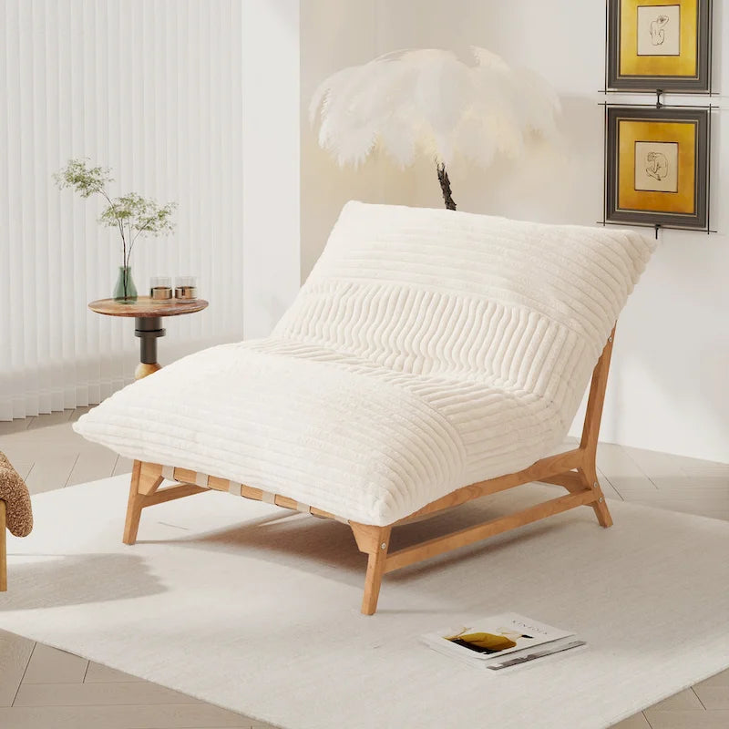 Pouf d'appoint grand format, pouf moelleux avec structure en bois massif, fauteuil lounge confortable garni de duvet