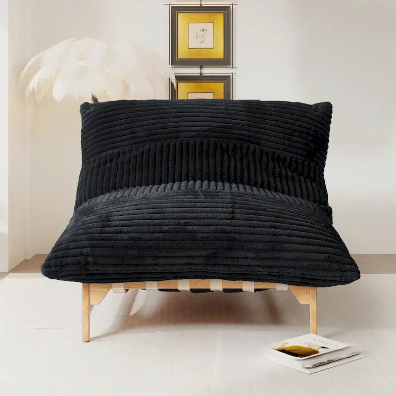 Pouf d'appoint grand format, pouf moelleux avec structure en bois massif, fauteuil lounge confortable garni de duvet