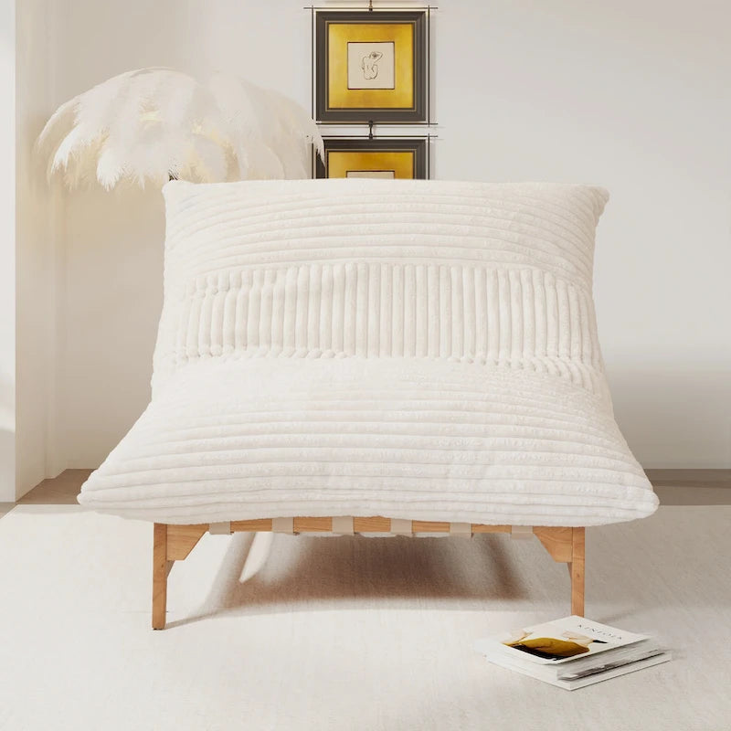 Pouf d'appoint grand format, pouf moelleux avec structure en bois massif, fauteuil lounge confortable garni de duvet