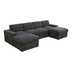 Canapé d'angle modulaire en velours côtelé 132W 6 pièces en forme de U