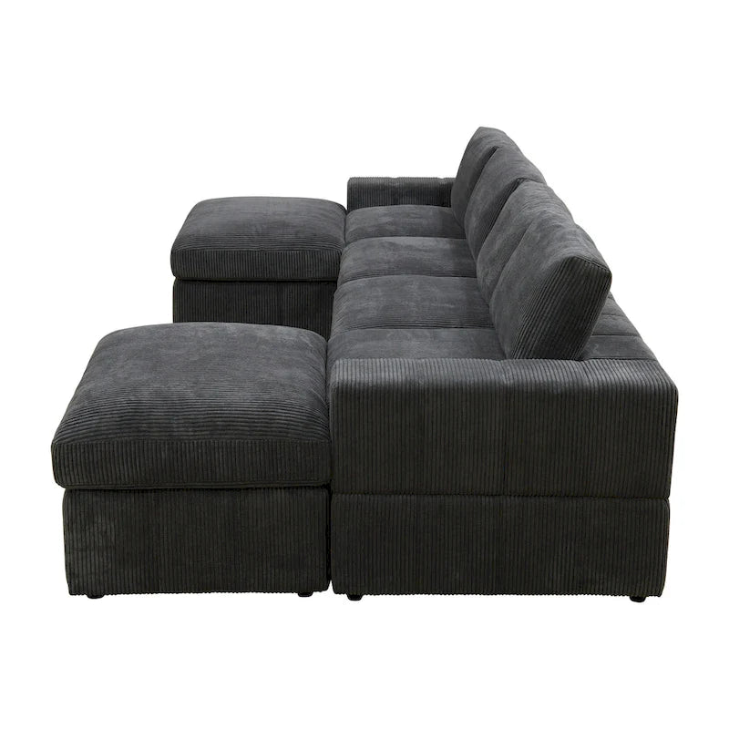 Canapé d'angle modulaire en velours côtelé 132W 6 pièces en forme de U