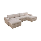 Canapé d'angle modulaire en velours côtelé 132W 6 pièces en forme de U