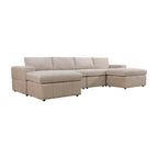 Canapé d'angle modulaire en velours côtelé 132W 6 pièces en forme de U