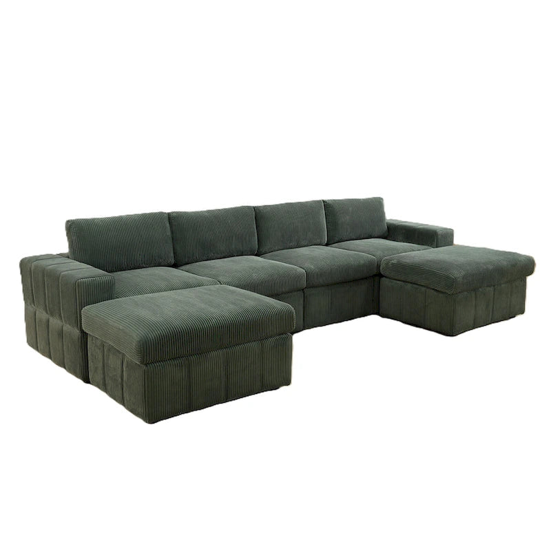 Canapé d'angle modulaire en velours côtelé 132W 6 pièces en forme de U