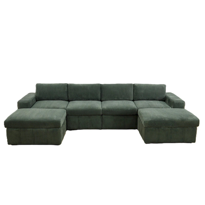 Canapé d'angle modulaire en velours côtelé 132W 6 pièces en forme de U