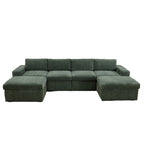 Canapé d'angle modulaire en velours côtelé 132W 6 pièces en forme de U