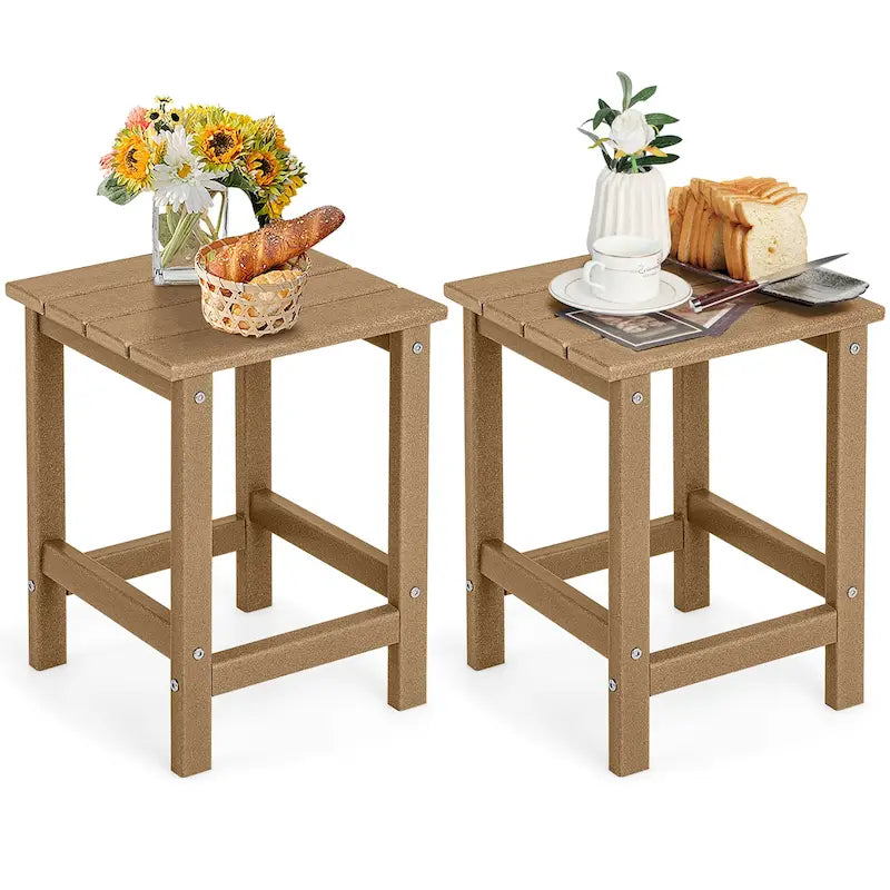 Gymax Lot de 2 tables d'appoint carrées de 14 pouces pour patio Adirondack, en PEHD, résistantes aux intempéries