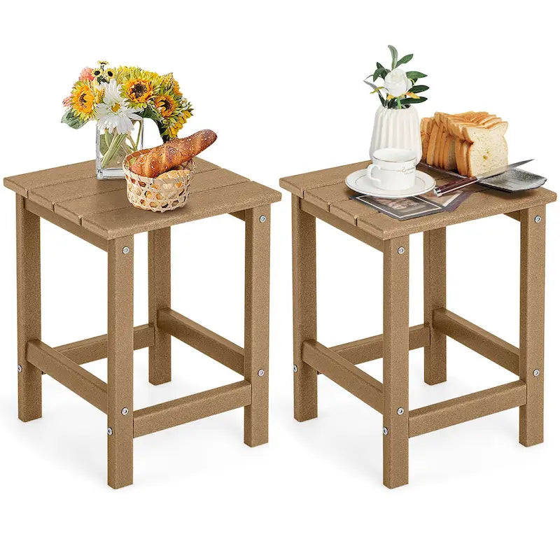 Gymax Lot de 2 tables d'appoint carrées de 14 pouces pour patio Adirondack, en PEHD, résistantes aux intempéries