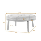 Ensemble de 2 poufs en cuir italien pleine fleur véritable de 34,5 cm de large