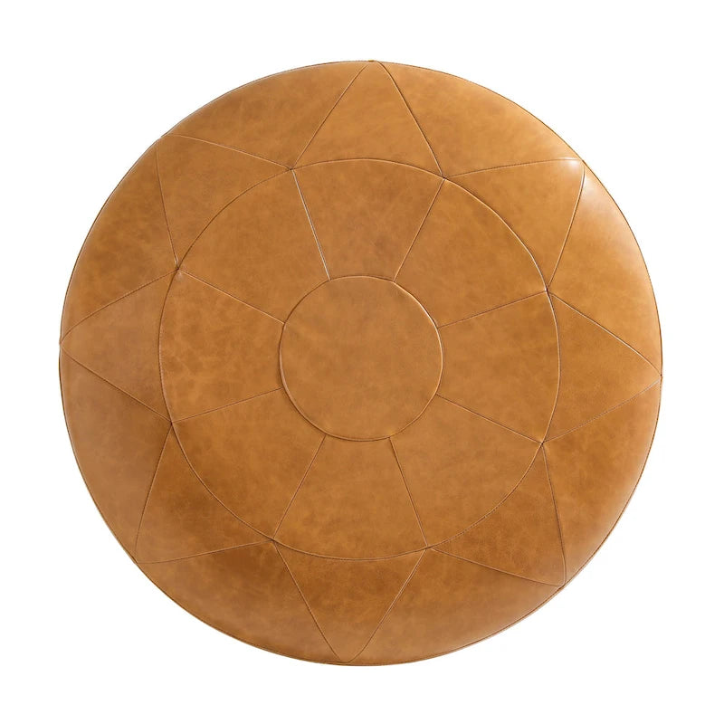Ensemble de 2 poufs en cuir italien pleine fleur véritable de 34,5 cm de large