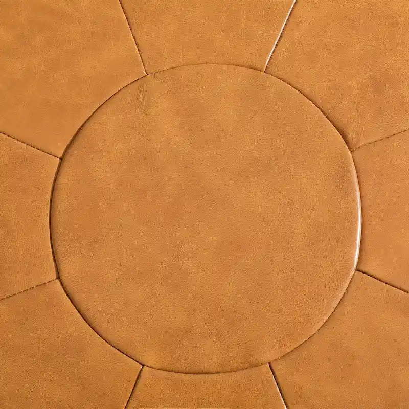 Ensemble de 2 poufs en cuir italien pleine fleur véritable de 34,5 cm de large