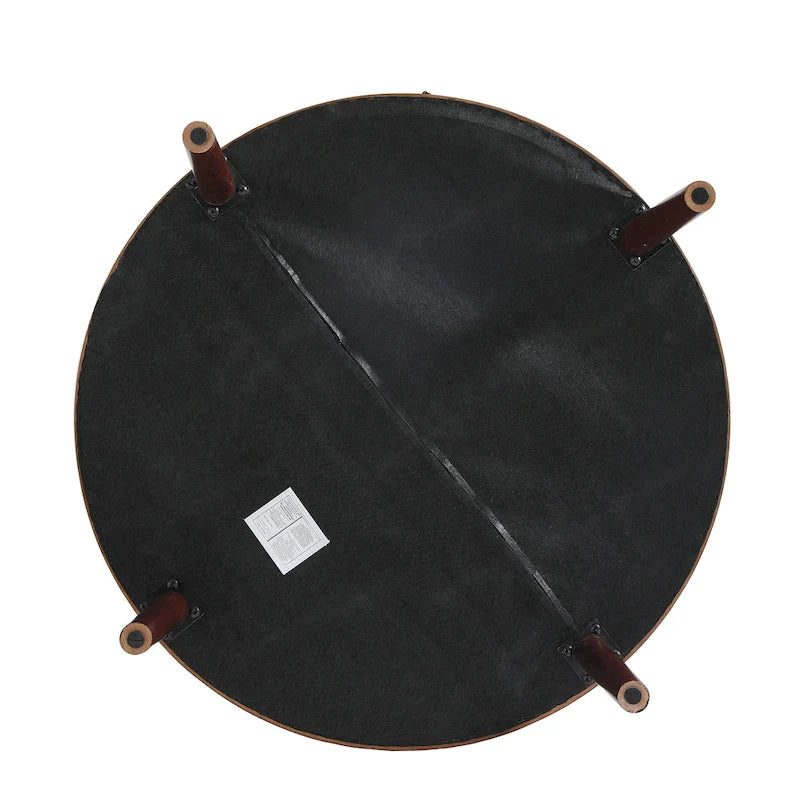 Ensemble de 2 poufs en cuir italien pleine fleur véritable de 34,5 cm de large