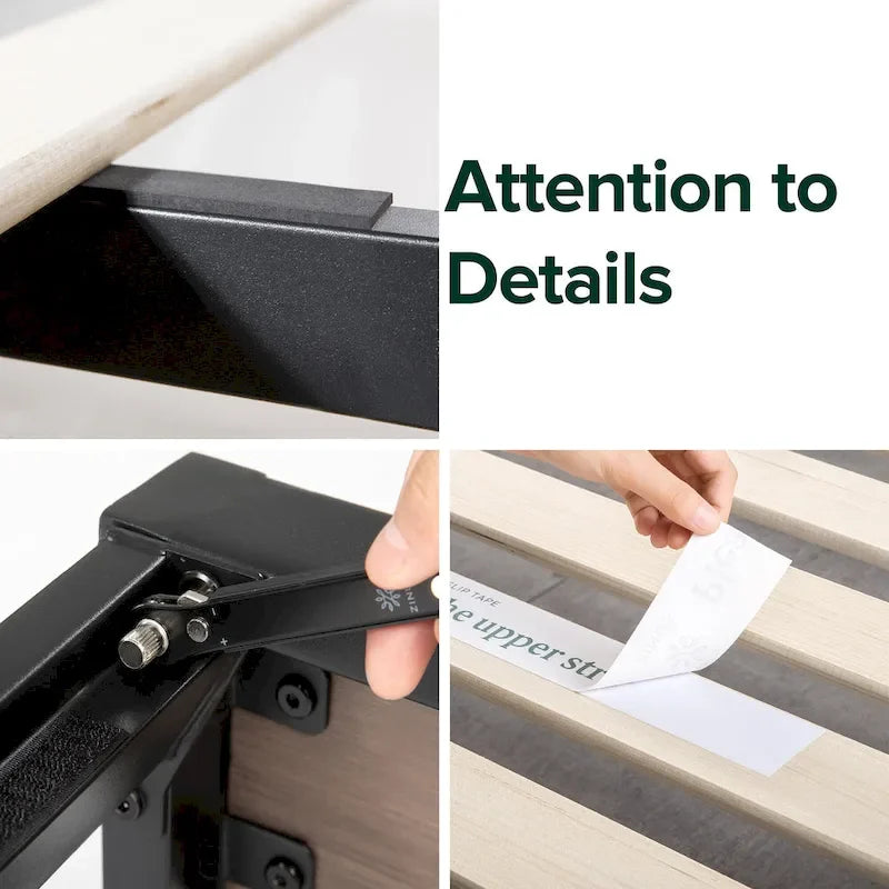 Priage par ZINUS, lauréat du prix GOOD DESIGN, lit plateforme 10 pouces en bambou et métal gris délavé