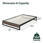 Priage par ZINUS, lauréat du prix GOOD DESIGN, lit plateforme 10 pouces en bambou et métal gris délavé