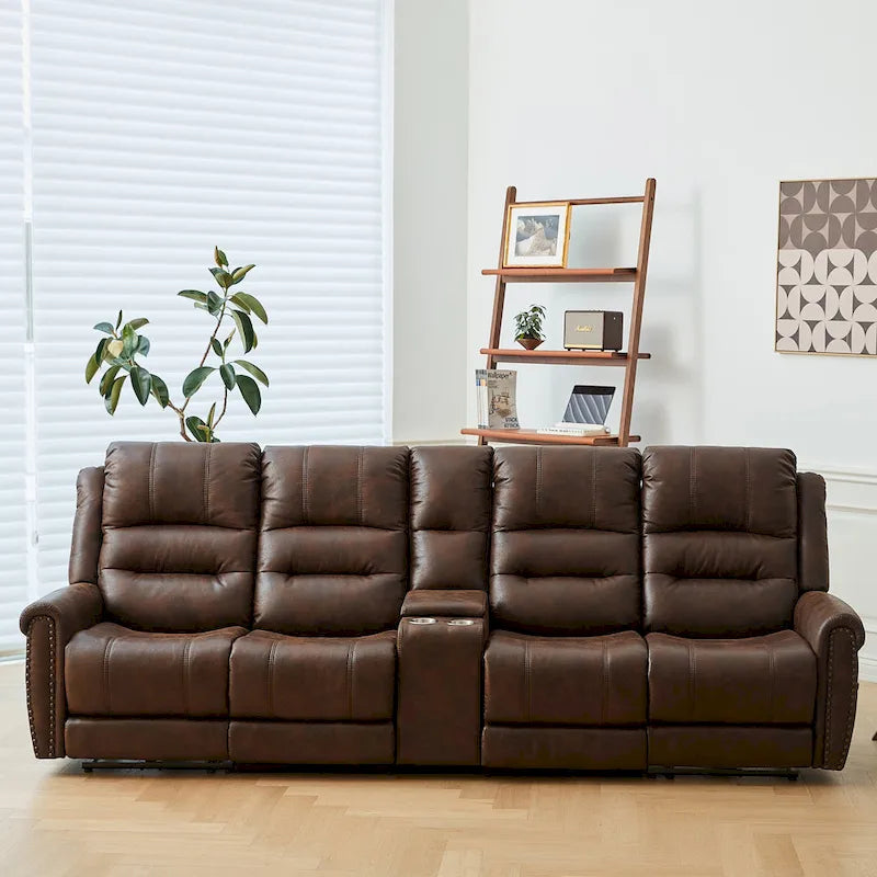 Canapé électrique, causeuse inclinable, appui-tête réglable, dossier haut, clous décoratifs