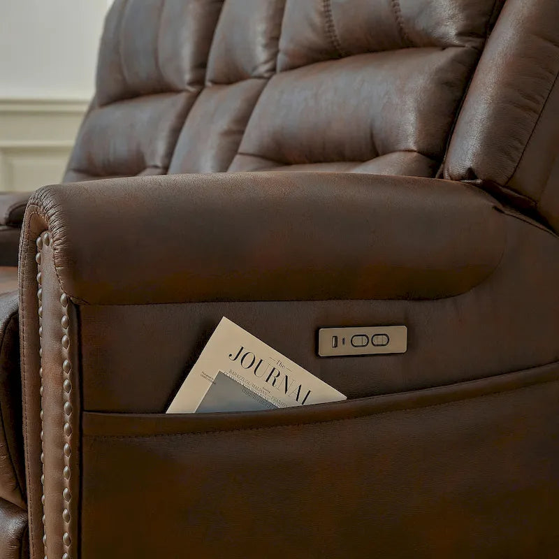 Canapé électrique, causeuse inclinable, appui-tête réglable, dossier haut, clous décoratifs