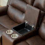 Canapé électrique, causeuse inclinable, appui-tête réglable, dossier haut, clous décoratifs