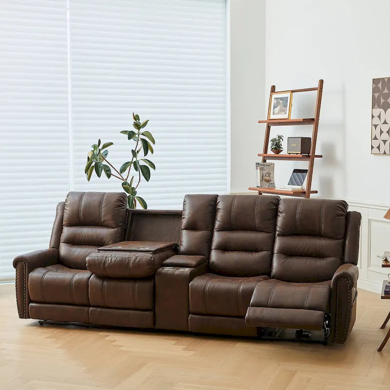 Canapé électrique, causeuse inclinable, appui-tête réglable, dossier haut, clous décoratifs