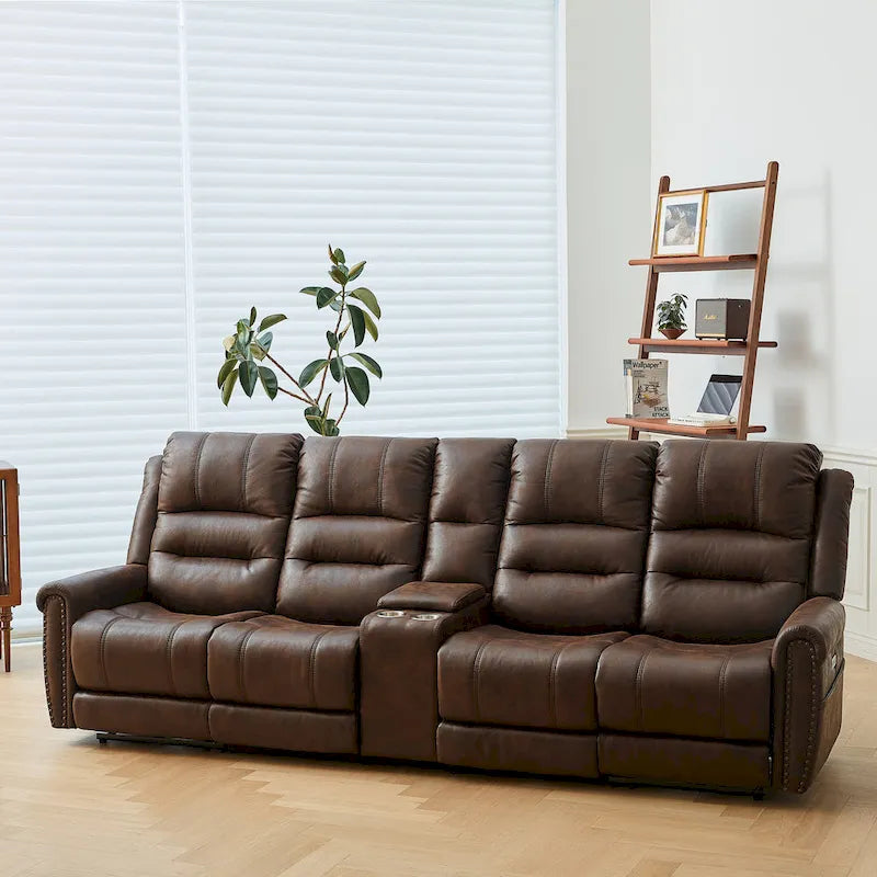 Canapé électrique, causeuse inclinable, appui-tête réglable, dossier haut, clous décoratifs