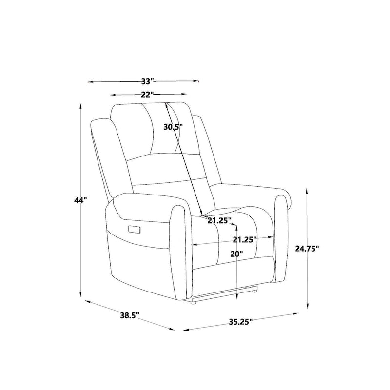 Canapé électrique, causeuse inclinable, appui-tête réglable, dossier haut, clous décoratifs